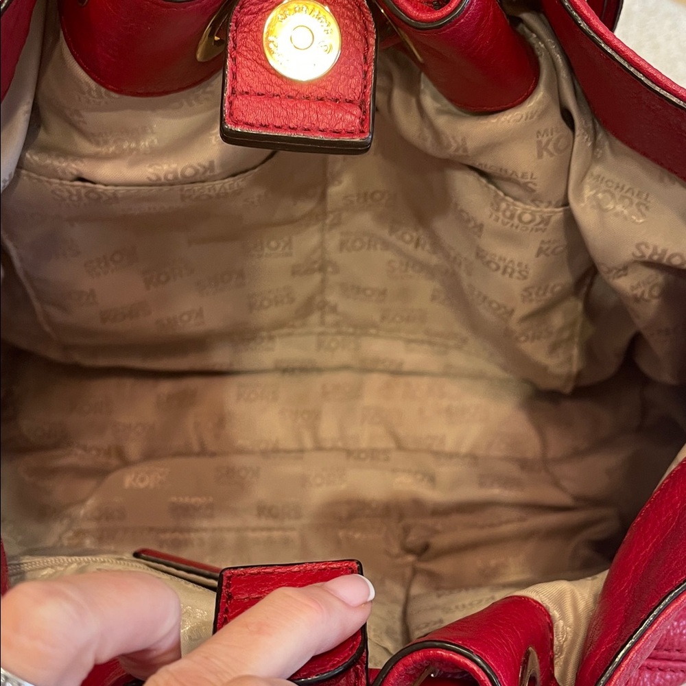 Michael Kors Red Leather Shoulder Bag - Picture 6 of 8